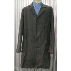 ROGAN Duster Waxy Canvas Men's XL Trench Coat Flannel Lining Overcoat distressed